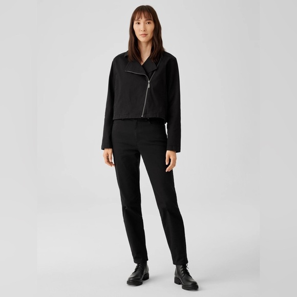 Eileen Fisher Notch Collar Denim Jacket – Black | Size Medium - Picture 3 of 8